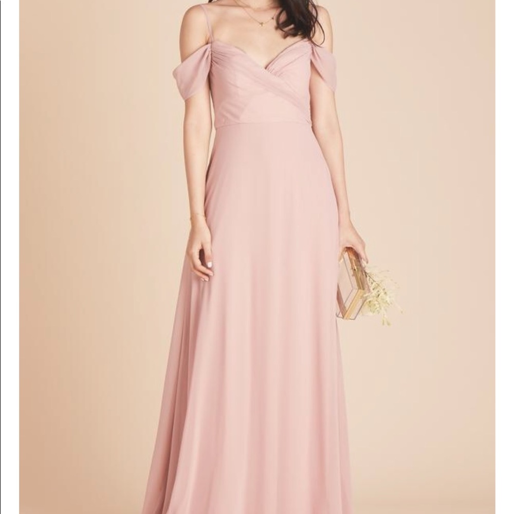 Dusty Rose + Cold Shoulder Sleeve Bridesmaid Dress